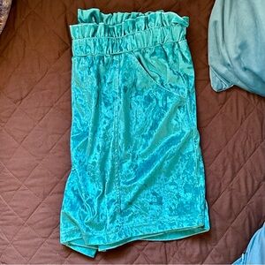 Turquoise ROWDY CROWD velvet shorts 2XL